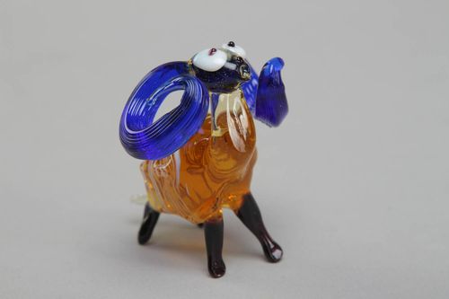 Figurine miniature en verre au chalumeau multicolore faite main Mouton - MADEheart.com