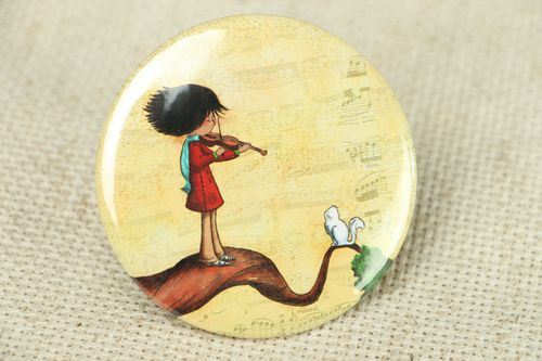 Pocket mirror with the image of violinist - MADEheart.com