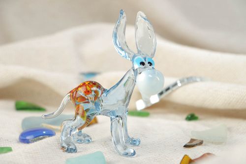 Dekorative Statuette aus Glas Esel handgemacht in Lampwork Technik originell - MADEheart.com