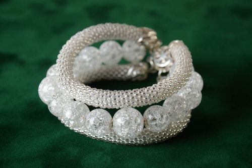White elegant three-row cord bracelet for women - MADEheart.com