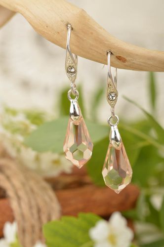 Female cute designer handmade beautiful long earrings with Austrian stones - MADEheart.com