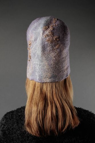 Handmade dark hat winter hat unusual women hat woolen hat gift for girl felt hat - MADEheart.com