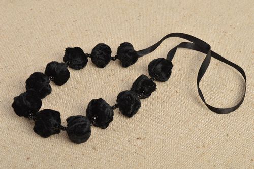 Handmade black elegant necklace unusual stylish necklace designer accessory - MADEheart.com