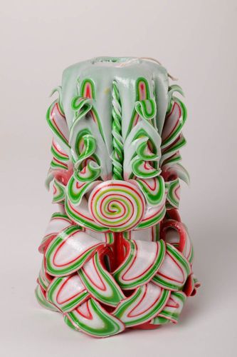 Christmas holiday carved pillar candle for table or home décor 7,87 inches, 2,43 lb - MADEheart.com