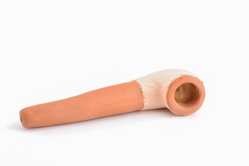 Clay smoking pipe with screen - MADEheart.com