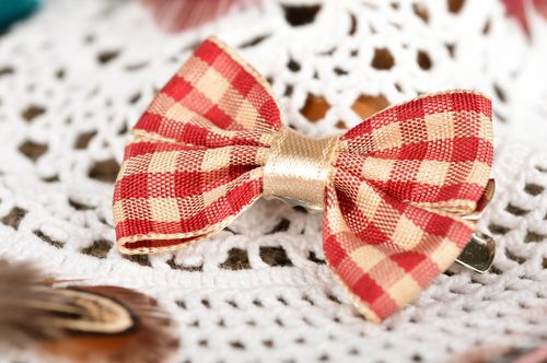 Pince cheveux faite main Barrette noeud à carreaux Accessoire fille original - MADEheart.com