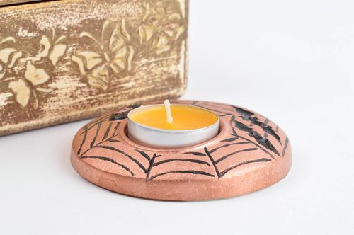 Handmade stylish gypsum candlestick unusual cute candlestick designer element - MADEheart.com