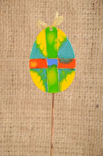 Pique pour pot de fleur Art floral fait main Décoration plantes Œuf de Pâques - MADEheart.com