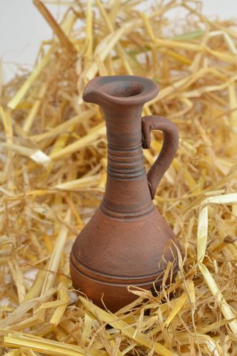 Pichet céramique fait main Cruche en argile marron Décoration de table - MADEheart.com
