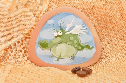 Magnet frigo fait main Aimant frigo en argile Décoration cuisine crocodile - MADEheart.com