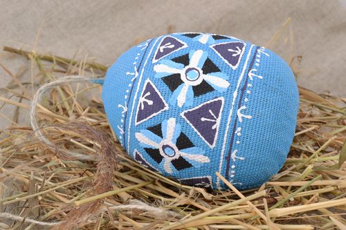 Handmade decorative soft blue Easter egg sewn of fabric and scented with vanilla - MADEheart.com
