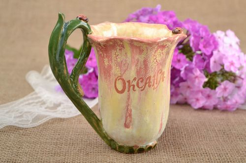 Taza original hecha a mano de arcilla utensilio de cocina vajilla moderna - MADEheart.com