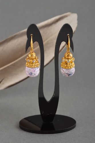 Agate jewelry handmade earrings dangling earrings designer accessories - MADEheart.com