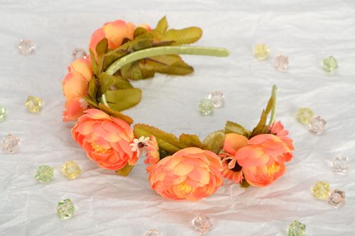 Serre-tête avec fleurs Rose Thé fait main - MADEheart.com