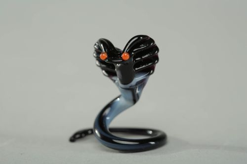 Handmade glass statuette Black Cobra - MADEheart.com