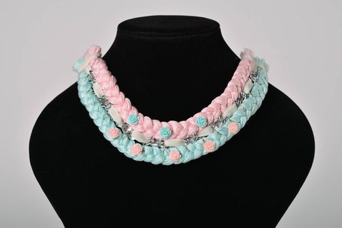 Modeschmuck Collier Halskette aus Stoff handgemachter Schmuck zart ungewöhnlich - MADEheart.com