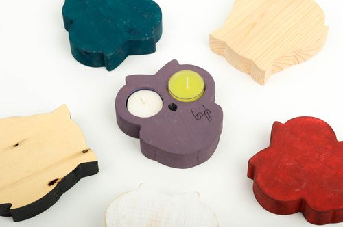 Portavelas artesanal elemento decorativo de madera de abedul regalo original - MADEheart.com