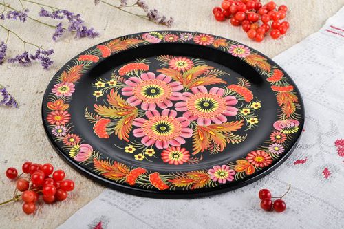 Handmade wood plate painted plate for decorative use only souvenir ideas - MADEheart.com