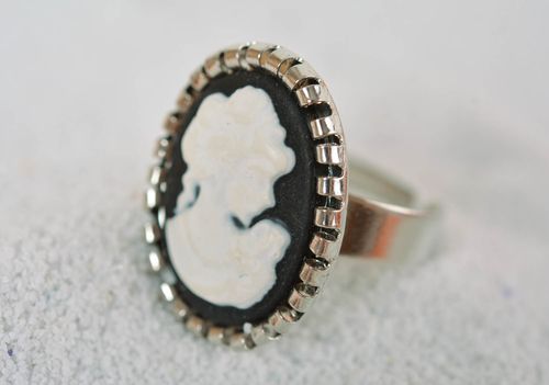 Oval vintage ring stylish jewelry unusual handmade ring cute ring with cameo - MADEheart.com