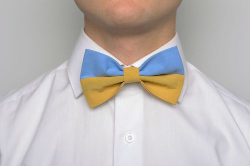 Gravata-borboleta artesanal amarela-azul  - MADEheart.com