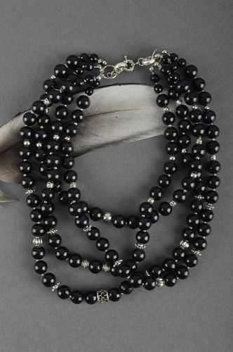 Handmade Frauen Accessoire Halskette für Frauen Damen Collier schön schwarz - MADEheart.com