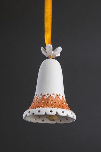 Ceramic bell of orange color - MADEheart.com
