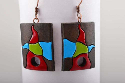 Ohrhänger Modeschmuck handmade ausgefallener Ohrschmuck Ohrringe Keramik  - MADEheart.com