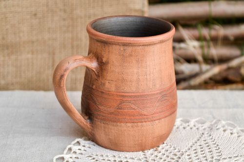 Large ceramic handmade coffee mug with handle 0,56 lb - MADEheart.com