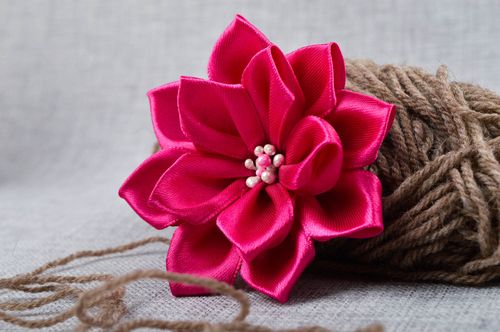 Stylish handmade flower brooch jewelry textile barrette hair clip gifts for her - MADEheart.com
