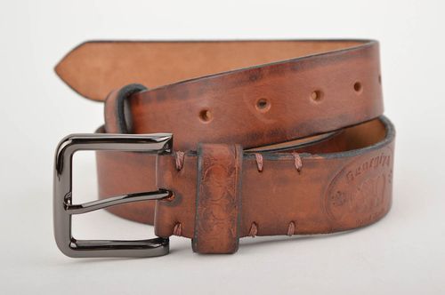 Beautiful handmade leather belt accessories for men leather goods gifts for him - MADEheart.com