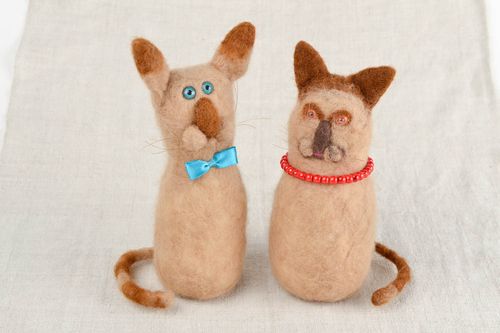 Валяные игрушки ручной работы игрушки из шерсти мягкие игрушки кот и кошка - MADEheart.com