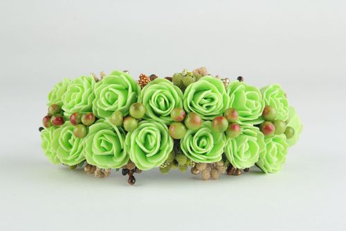 Gros serre-tête à fleurs Roses vertes - MADEheart.com