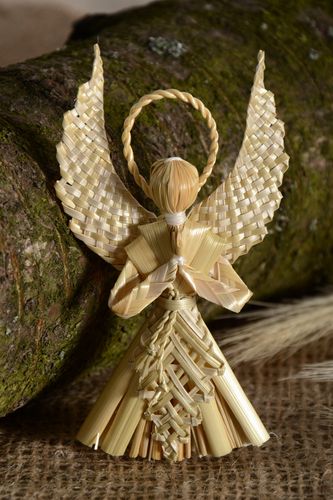 Handmade beautiful volume straw woven interior decoration Guardian Angel - MADEheart.com