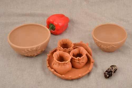 Ensemble de vaisselle en céramique fait main bols de 40 et 50 cl et pots à sucre - MADEheart.com