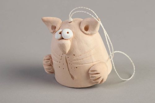 Handmade kleines Keramik Glöckchen Wohn Accessoire Haus Deko erstaunter Kater - MADEheart.com