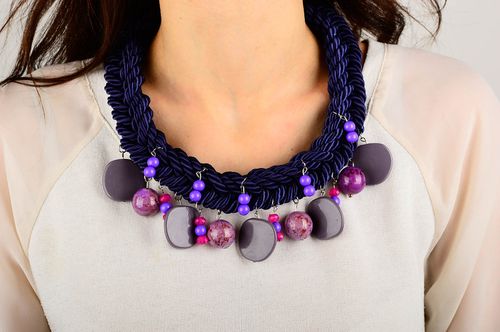 Handmade beautiful textile necklace elegant cute necklace evening jewelry - MADEheart.com