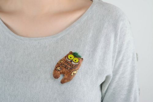 Textile brooch Cat - MADEheart.com