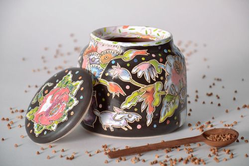 Pot for bulk products painted with color enamel - MADEheart.com