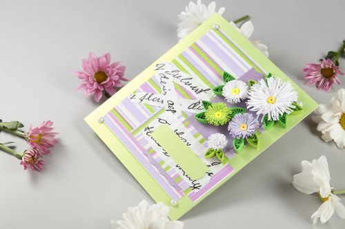 Tarjeta de felicitación verde con flores postal hecha a mano regalo original - MADEheart.com