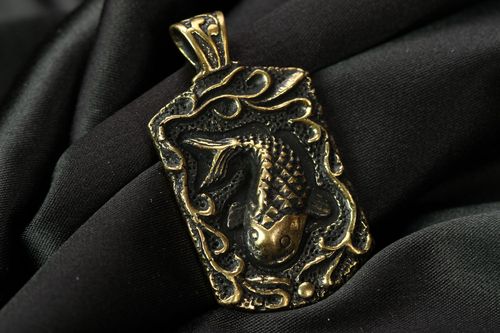 Handmade bronze pendant Fish  - MADEheart.com