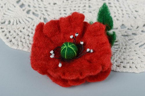 Unusual homemade felted wool brooch designer flower brooch fashion accessories - MADEheart.com