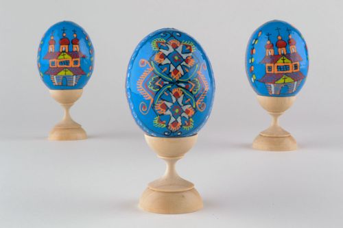 Blue Easter egg with paintings - MADEheart.com
