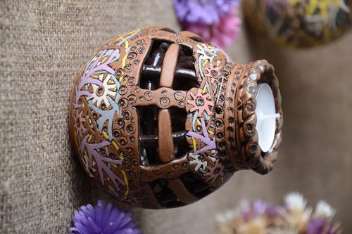 Portavelas de cerámica artesanal regalo original para amigo elemento decorativo - MADEheart.com