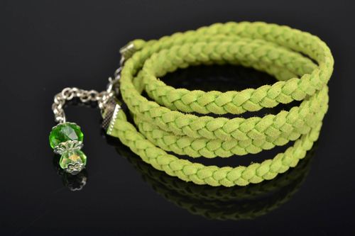 Multirow woven suede bracelet with crystal shaped charm - MADEheart.com