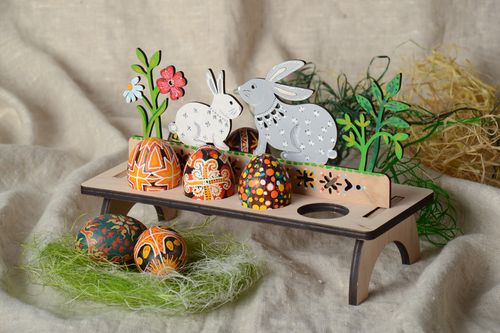Plywood Easter egg holder and sack bag for 8 eggs - MADEheart.com