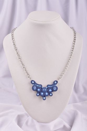 Колье сутажная вышивка ручной работы стильное колье ожерелье из бисера - MADEheart.com
