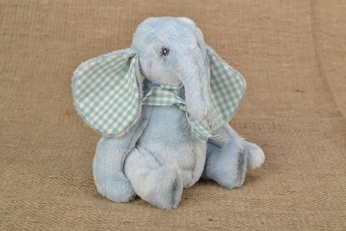 Elefante in stoffa fatta a mano pupazzo di pezza giocattolo ecologico da bambini - MADEheart.com