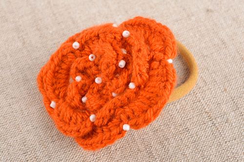 Handmade flower hair scrunchy hair accessories crochet barrette present for girl - MADEheart.com