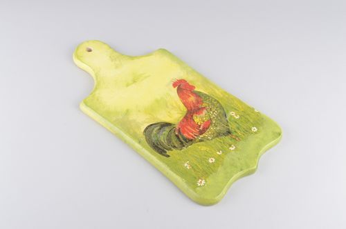 Tabla de madera para cortar hecha a mano menaje de cocina regalo original Gallo - MADEheart.com