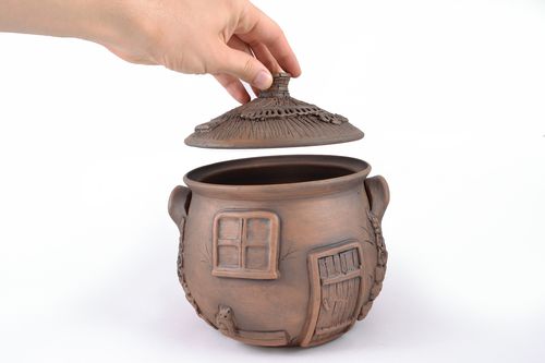 Ceramic pot for baking kilned with milk 3 l - MADEheart.com